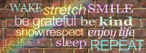 Bild auf Leinwand Thanksgiving Reminder to be Grateful for Life - Wake, stretch, smile, be gratefu