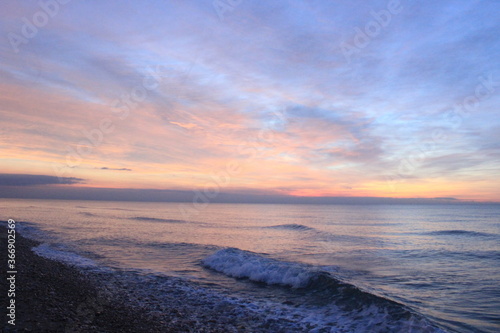 sunset over the sea in Cubelles  Barcelona  Spain 