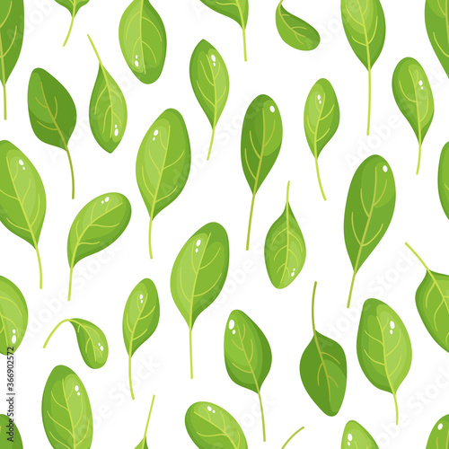 Cartoon bright spinach seamless pattern isolated on white