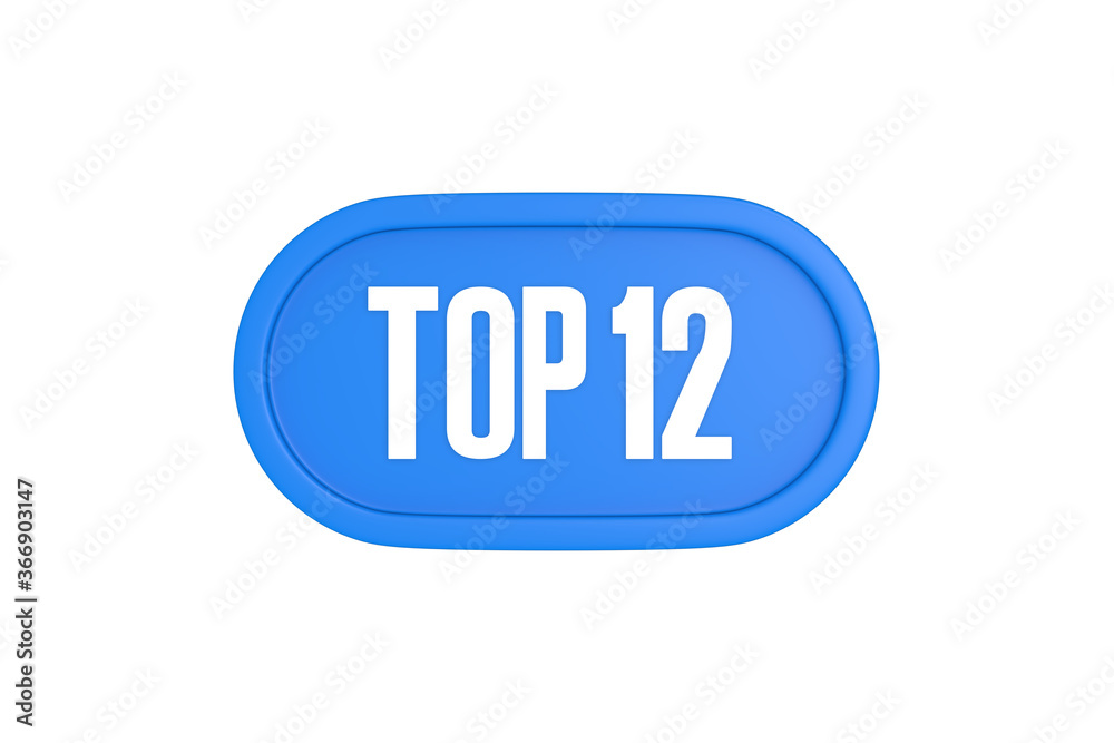 Top 12 sign in light blue isolated on white background, 3d illustration. Top 12 sign in light blue isolated on white background, 3d illustration.