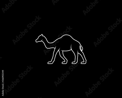 Camel Silhouette on Black Background. Isolated Vector Animal Template for Logo Company  Icon  Symbol etc
