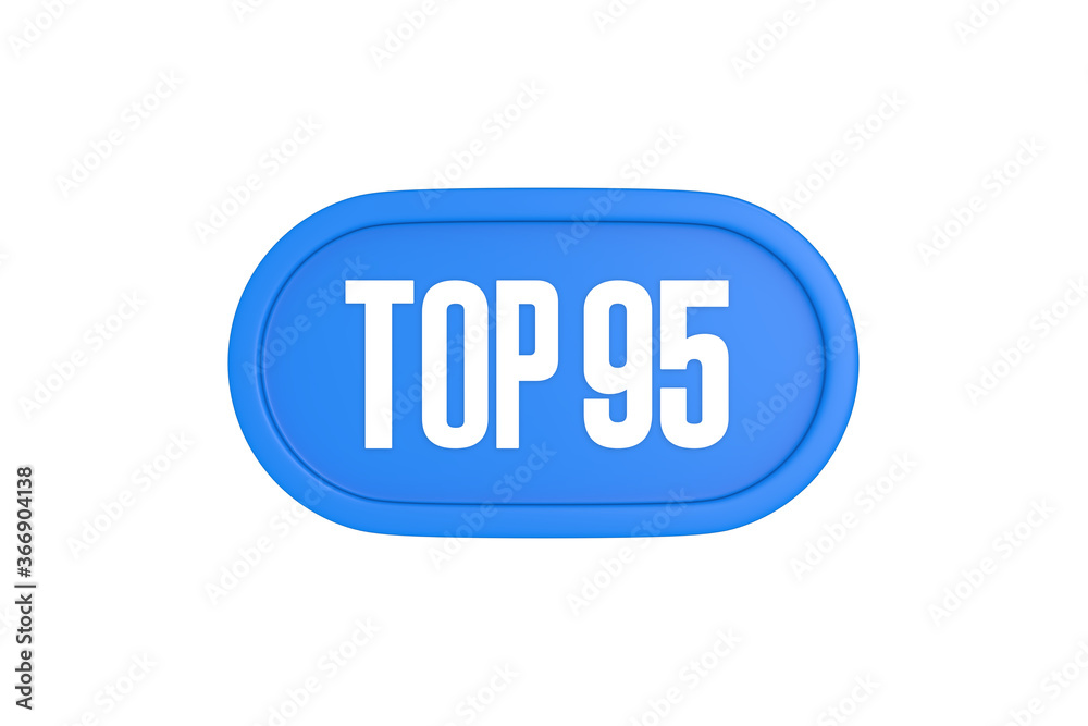 Top 95 sign in light blue isolated on white background, 3d illustration.