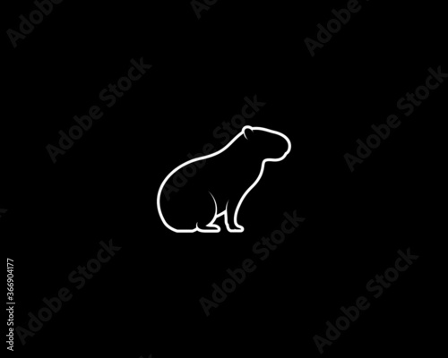 Capybara Silhouette on Black Background. Isolated Vector Animal Template for Logo Company, Icon, Symbol etc photo