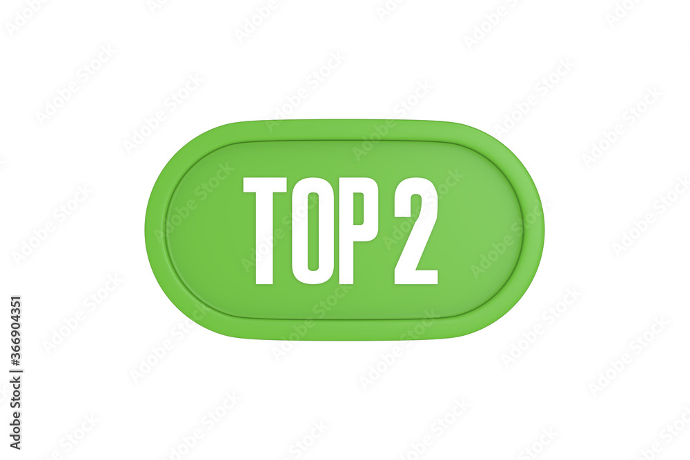 Top 2 sign in light green isolated on white background, 3d illustration. Top 2 sign in light green isolated on white background, 3d illustration.