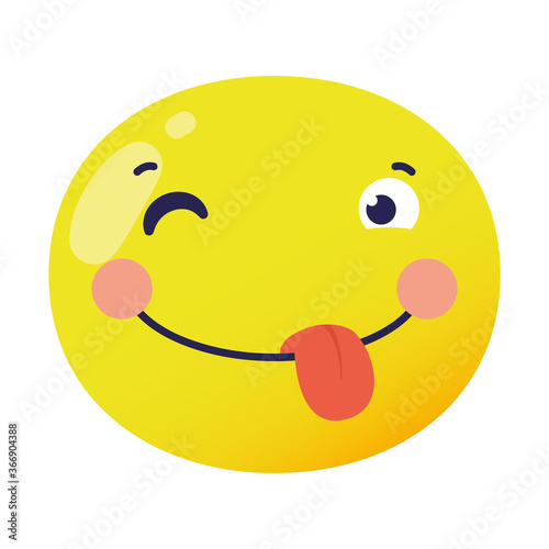 crazy emoji face with tongue out flat style icon