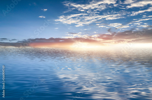 Sea sunset, neon light. Clo...