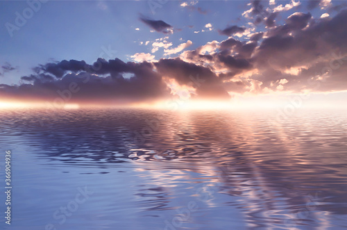 Sea sunset, neon light. Clo...