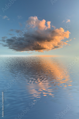 Sea sunset, neon light. Clo...