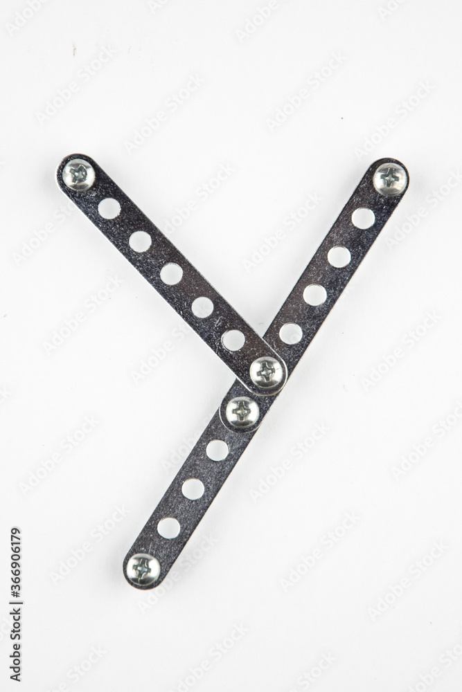 Letter Y from the English alphabet of Children's metal designer kit Letter Y from the English alphabet of Children's metal designer kit