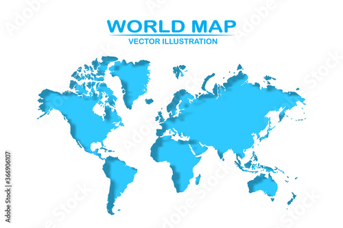 World map detailed design of white color cut from paper.