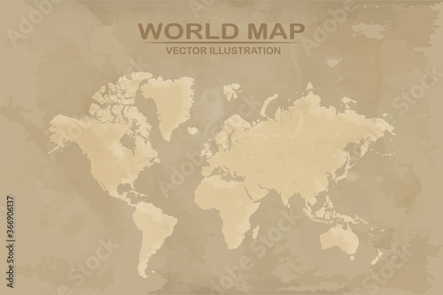 Fototapeta Naklejka Na Ścianę i Meble -  Old World map with vintage paper texture vector format