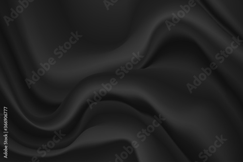 Wallpaper Mural Black Silk Fabric Realistic Smooth Texture. Dark Satin Waves Vector Background. Torontodigital.ca