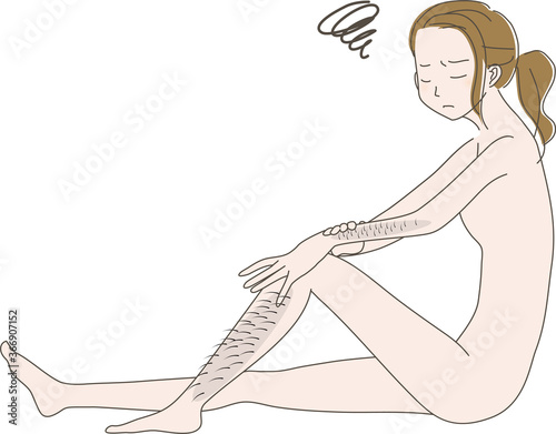 毛深さが気になる 女性 の イラスト