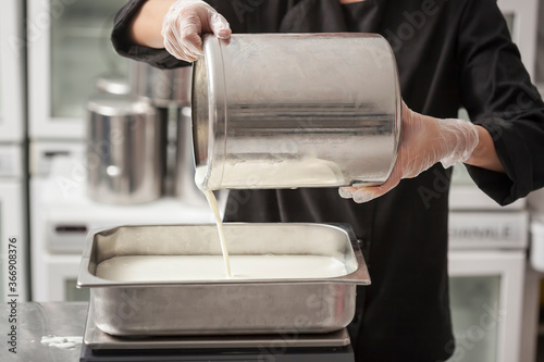 Making Of Ice Cream in the professional kitchen