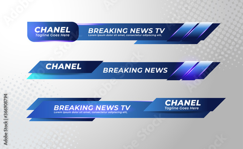 Set Of Broadcast News Lower Thirds Banner Template for Television, Media Channel, Video. Vector Illustration