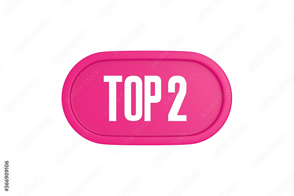 Top 2 sign in pink color isolated on white background, 3d illustration. Top 2 sign in pink color isolated on white background, 3d illustration.