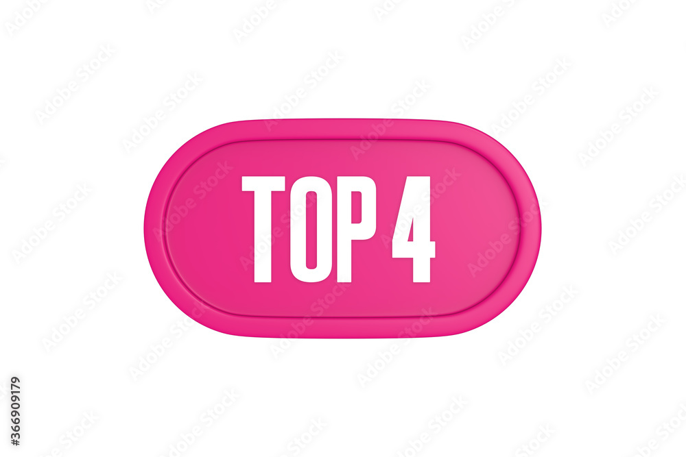 Top 4 sign in pink color isolated on white background, 3d illustration. Top 4 sign in pink color isolated on white background, 3d illustration.