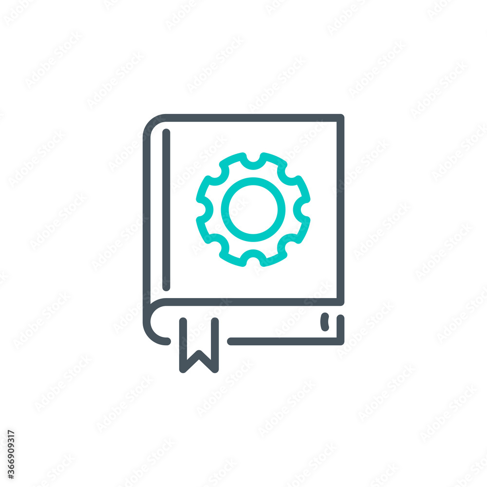 User's Manual book outline flat icon. Single high quality outline logo for web design or mobile app. Thin line sign design logo guide book. Black and blue icon pictogram isolated on white background User's Manual book outline flat icon. Single high quality outline logo for web design or mobile app. Thin line sign design logo guide book. Black and blue icon pictogram isolated on white background