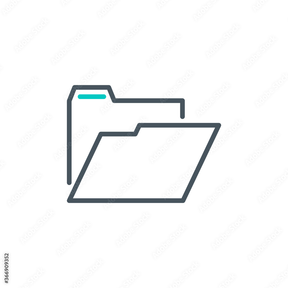 system empty open folder outline flat icon. Single high quality outline logo symbol for web design or mobile app. Thin line sign design logo. Black and blue icon pictogram isolated on white background system empty open folder outline flat icon. Single high quality outline logo symbol for web design or mobile app. Thin line sign design logo. Black and blue icon pictogram isolated on white background