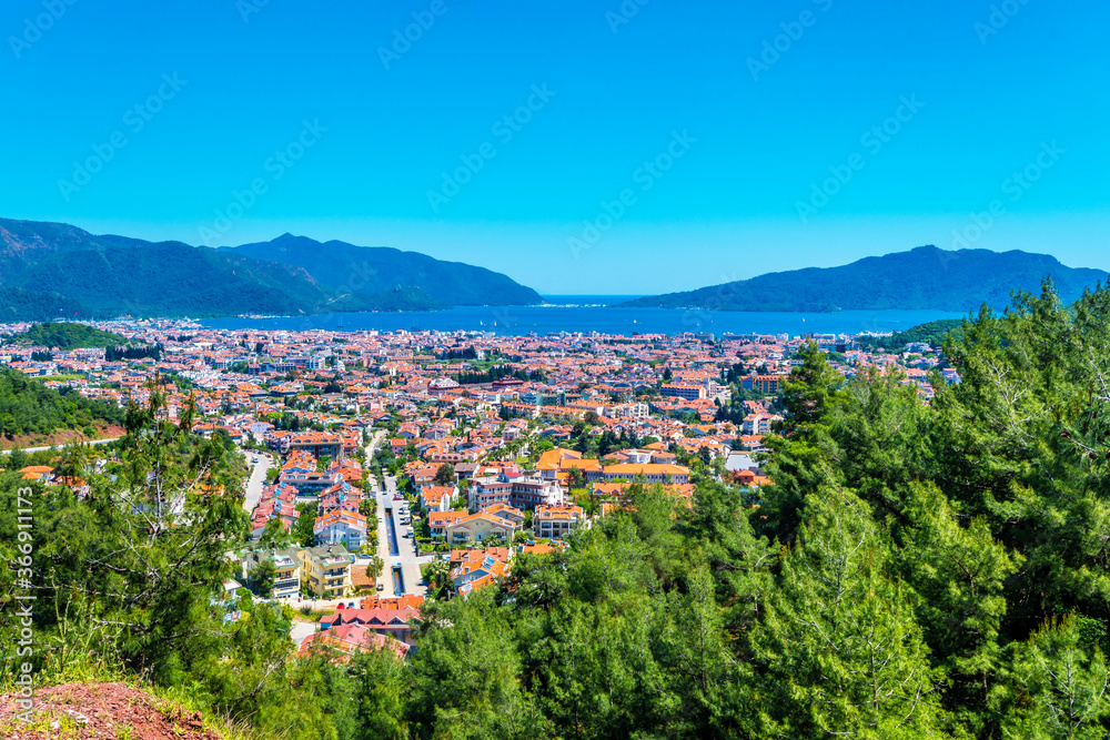Marmaris Town view from hill in Turkey