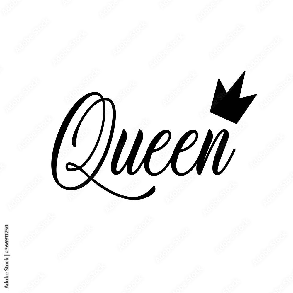 Obraz premium queen text with crown vector illustration, t-shirt design
