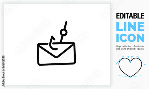 Editable line icon of data phishing