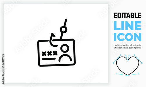 Editable line icon of identity phishing