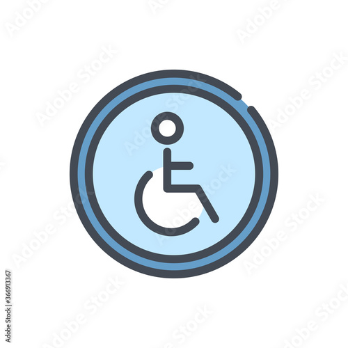 Place for a Disabled Person color line icon. Disabled Handicap vector outline colorful sign.