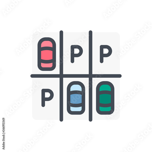 Parking Lot color line icon. Top View of Parking Lot with Cars vector outline colorful sign.