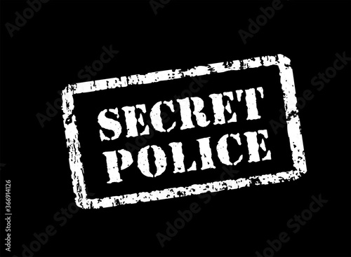 Secret police stamp imprint over black background. Vector