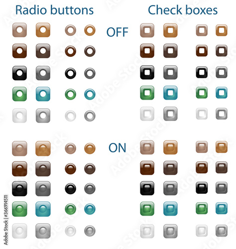 Set of glossy web radio buttons and check boxes