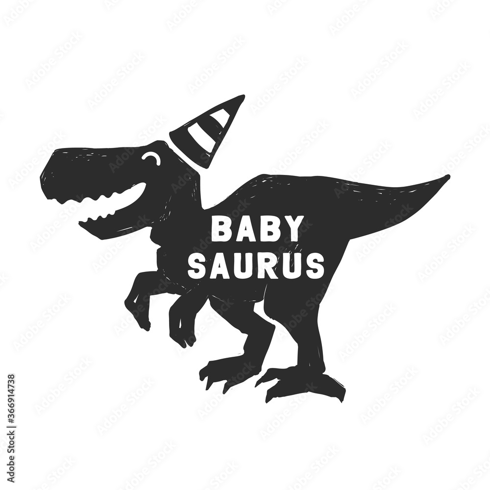 Baby saurus. Cute kids dinosaur doodle t-shirt design. Funny Dino ...