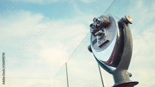 Observation binoculars in a tourist location