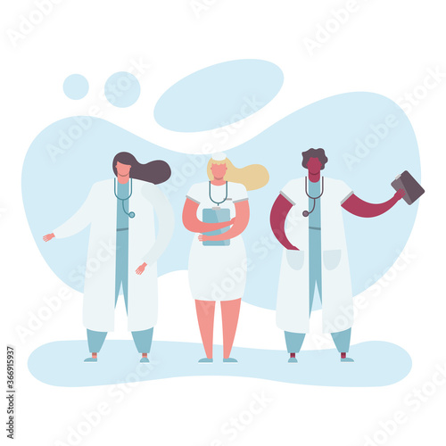 professionals doctors staff with checlists characters