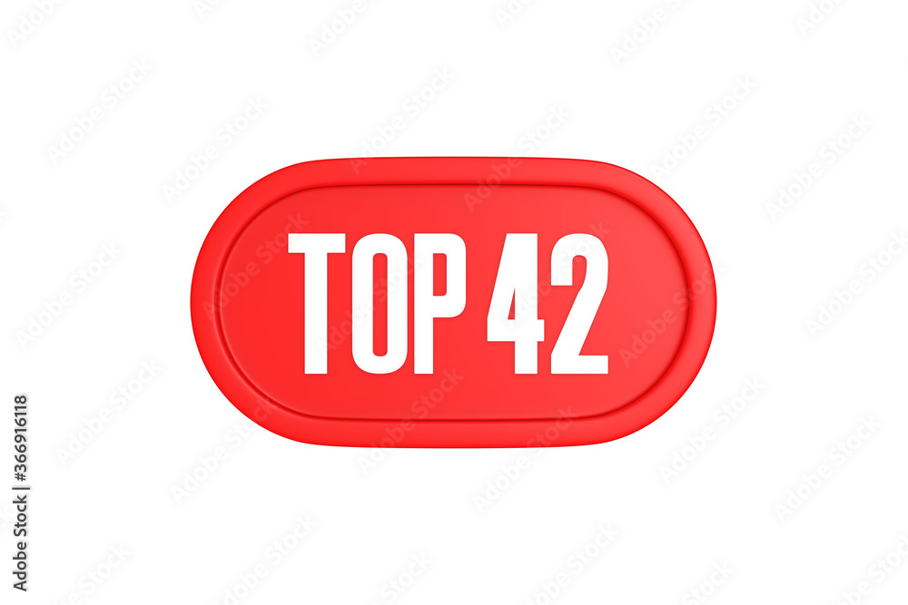 Top 42 sign in red color isolated on white background, 3d illustration. Top 42 sign in red color isolated on white background, 3d illustration.