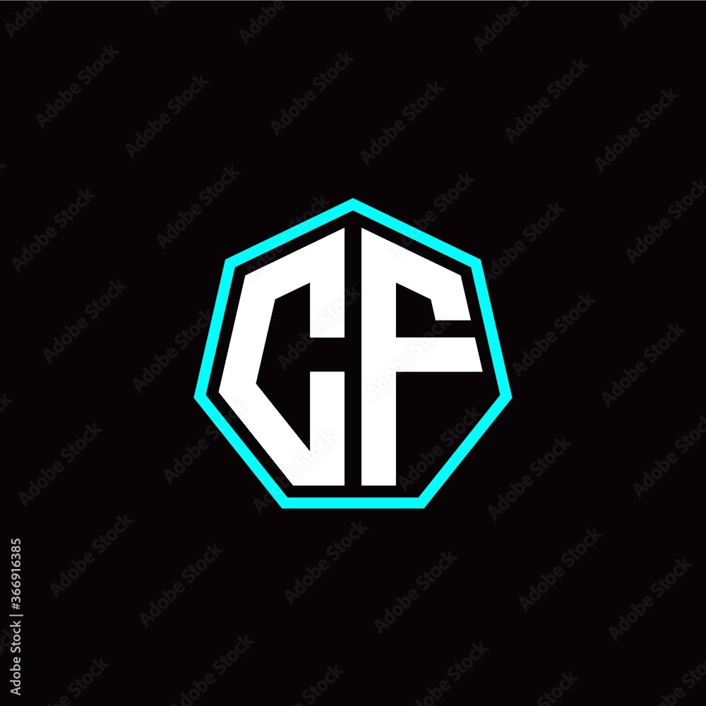 C F initials modern polygon logo template C F initials modern polygon logo template