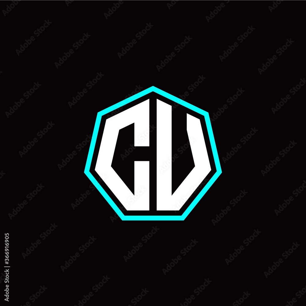 C U initials modern polygon logo template C U initials modern polygon logo template