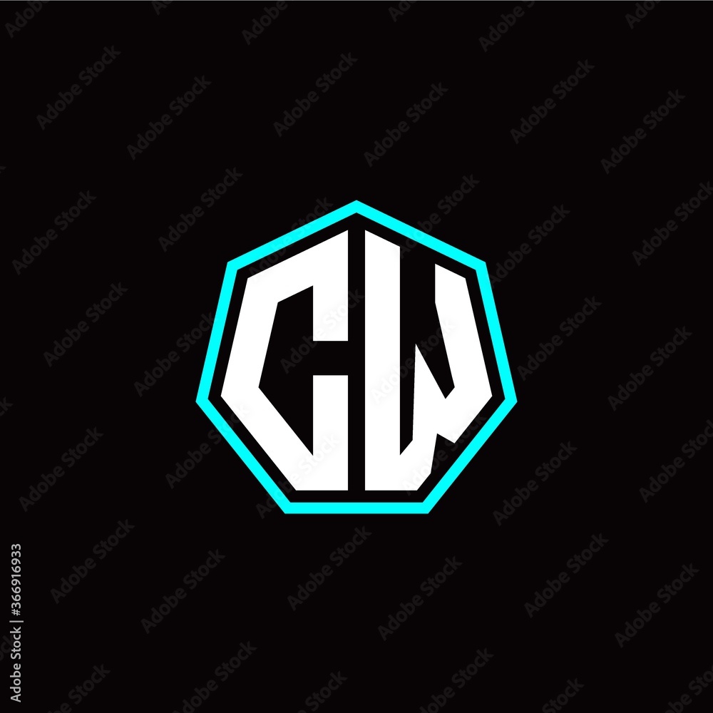 C W initials modern polygon logo template C W initials modern polygon logo template