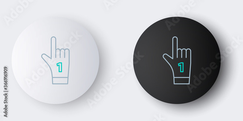 Line Number 1 one fan hand glove with finger raised icon isolated on grey background. Symbol of team support in competitions. Colorful outline concept. Vector.