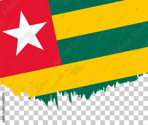 Grunge-style flag of Togo on a transparent background.