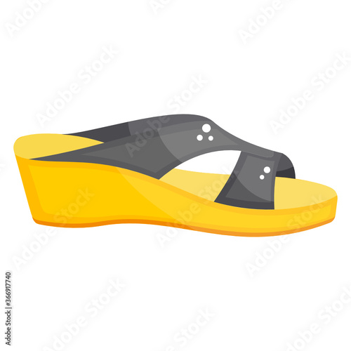 
Ladies open summer footwear, flat icon of sandal 
