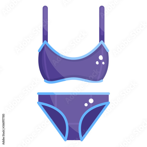 
Women undergarment apparel or beach dress, flat icon of bikini 
