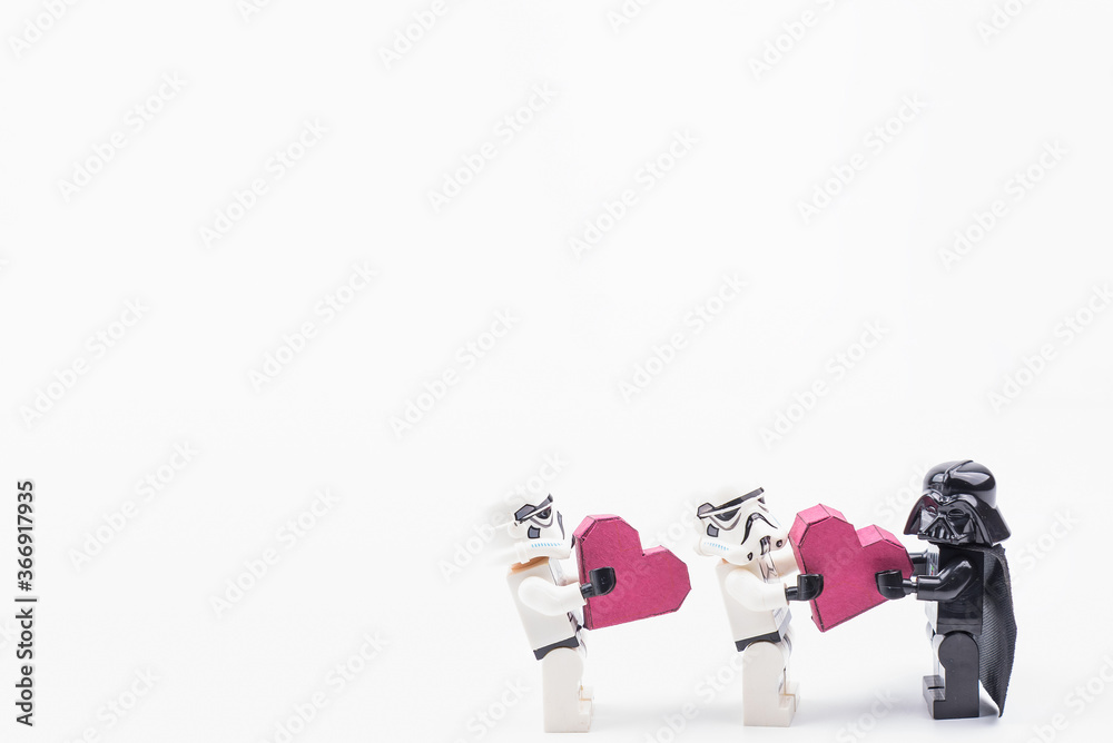 Bangkok Thailand January 26 2019 Lego star wars stormtrooper showing love give a paper box red heart shape to lego stormtrooper on white background.Concept Valentine s Day Stock Photo Adobe Stock