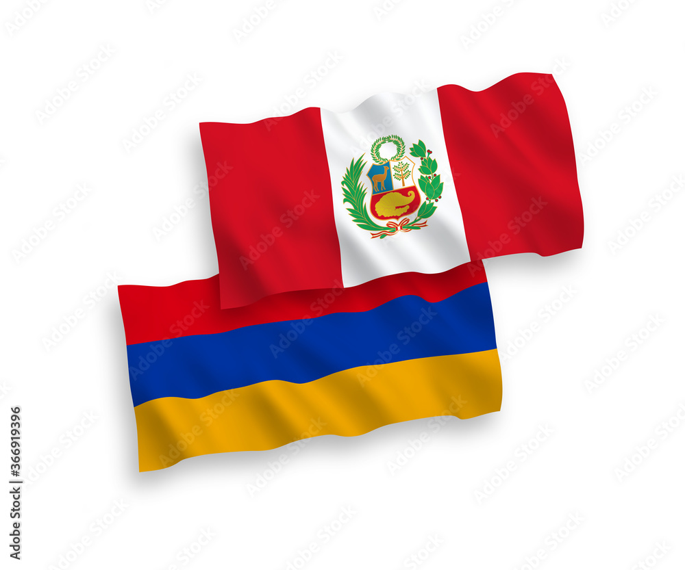Flags of Peru and Armenia on a white background Flags of Peru and Armenia on a white background
