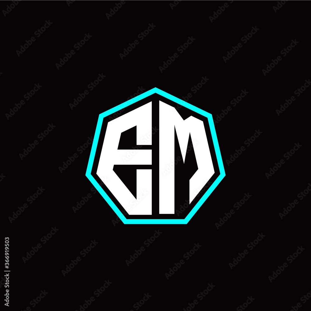 E M initials modern polygon logo template E M initials modern polygon logo template