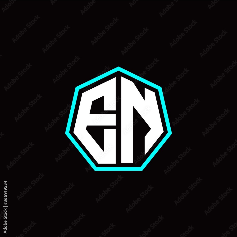 E N initials modern polygon logo template E N initials modern polygon logo template