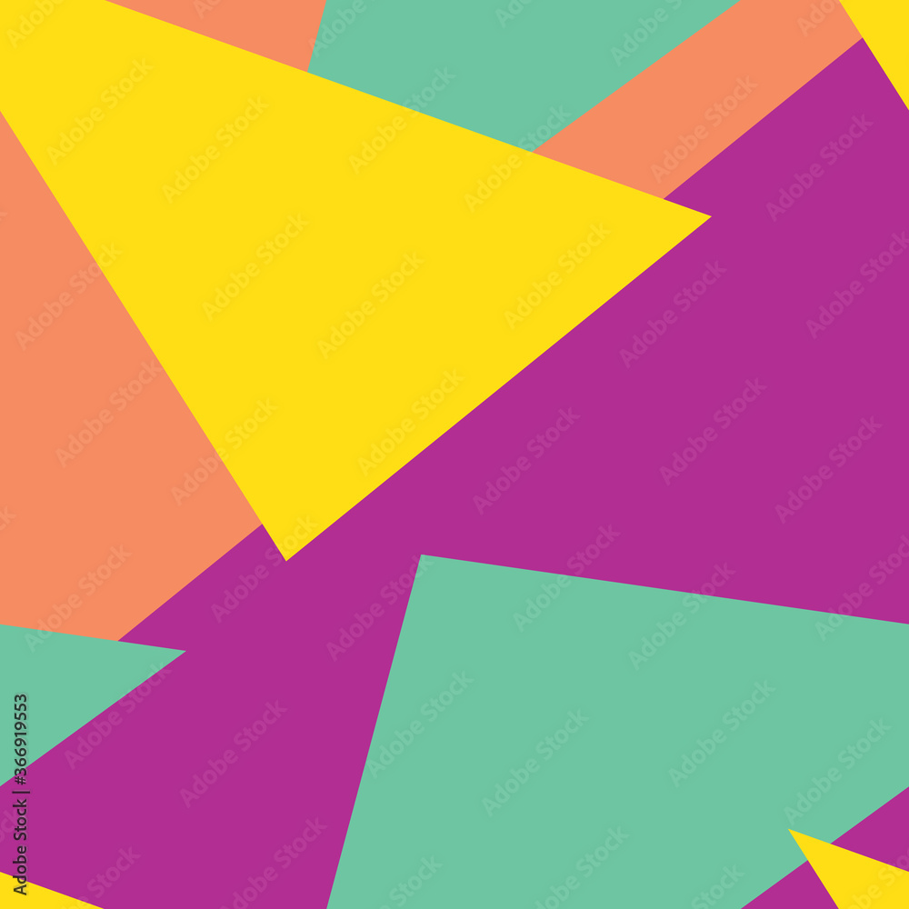 Seamless abstract modern colorful pattern with  triangles. Fun pattern for textile, paper, web. Bright flat vector illustration.