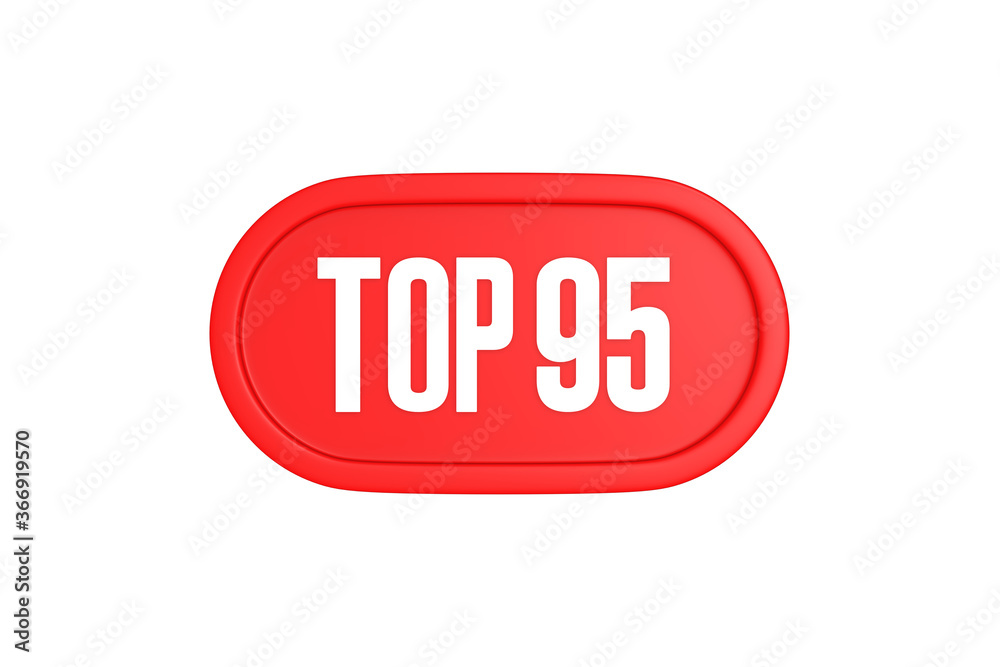 Top 95 sign in red color isolated on white background, 3d illustration. Top 95 sign in red color isolated on white background, 3d illustration.