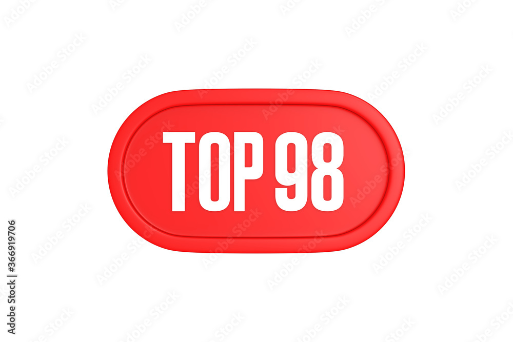 Top 98 sign in red color isolated on white background, 3d illustration. Top 98 sign in red color isolated on white background, 3d illustration.