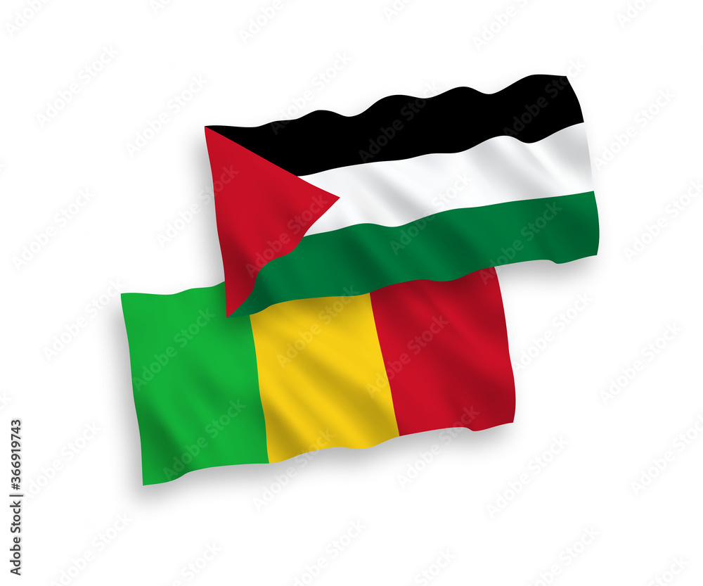 Flags of Mali and Palestine on a white background